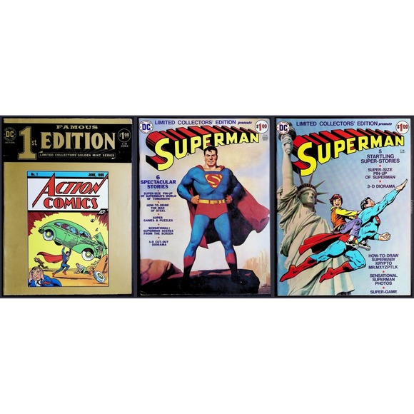 Superman Action Comics‎ Treasury Comic Book Lot C-26 C-31 C-35 Famous First